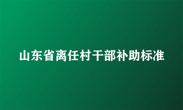 山东省离任村干部补助标准