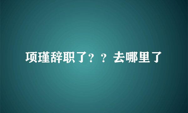 项瑾辞职了？？去哪里了
