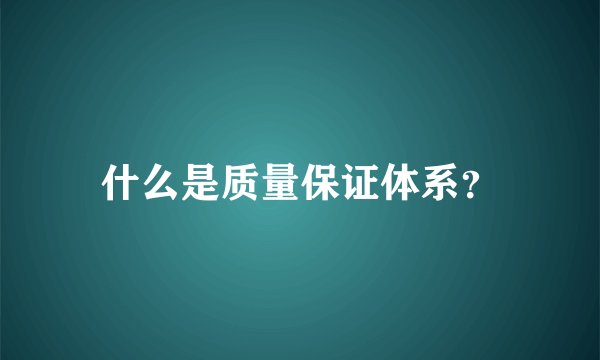 什么是质量保证体系？