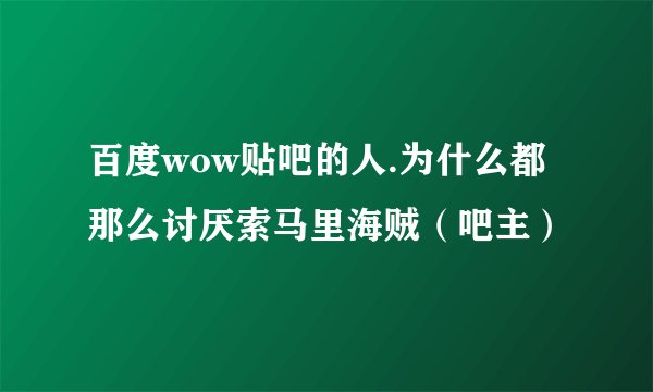 百度wow贴吧的人.为什么都那么讨厌索马里海贼（吧主）