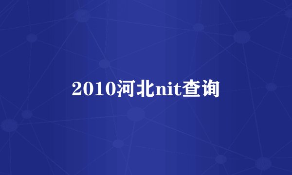 2010河北nit查询