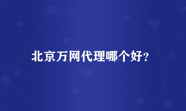 北京万网代理哪个好？