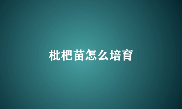 枇杷苗怎么培育