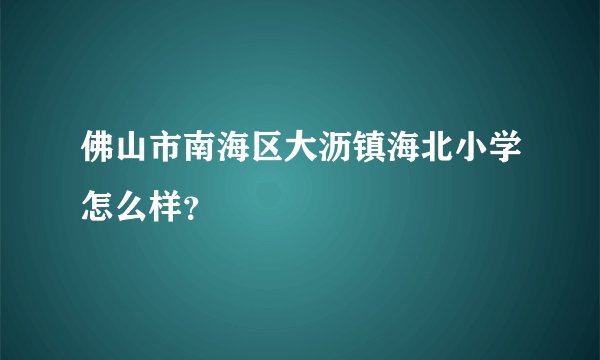 佛山市南海区大沥镇海北小学怎么样？