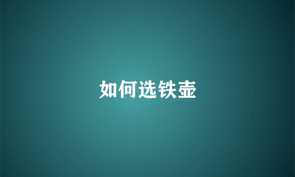 如何选铁壶