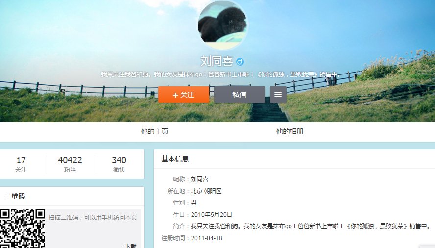 新浪微博上的刘同喜是不是刘同的一只狗啊