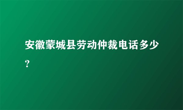 安徽蒙城县劳动仲裁电话多少？