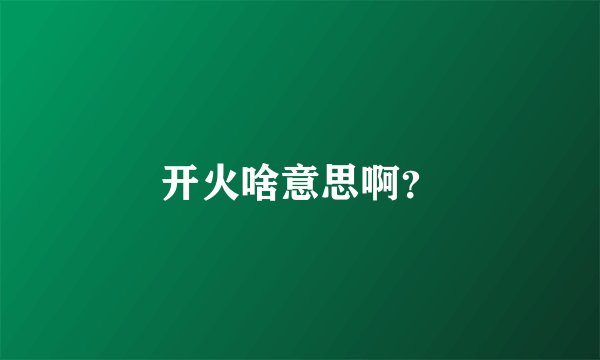 开火啥意思啊？