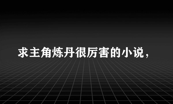 求主角炼丹很厉害的小说，