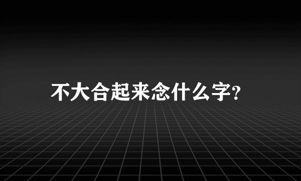 不大合起来念什么字？