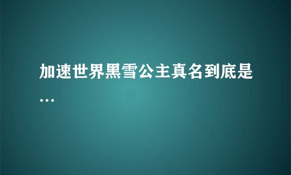 加速世界黑雪公主真名到底是…