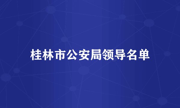 桂林市公安局领导名单