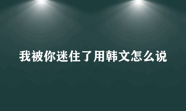 我被你迷住了用韩文怎么说