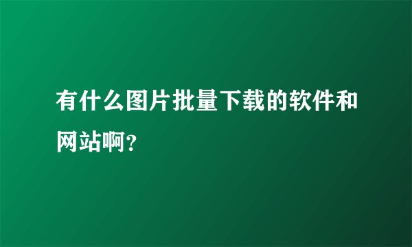 有什么图片批量下载的软件和网站啊？