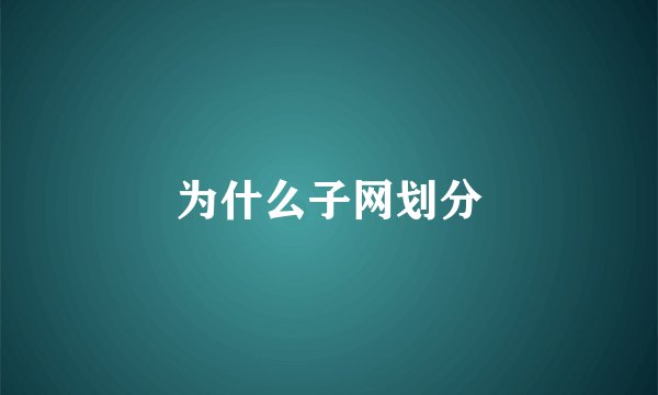 为什么子网划分