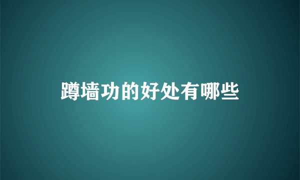蹲墙功的好处有哪些