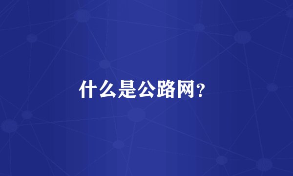 什么是公路网？
