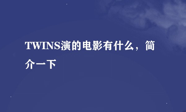 TWINS演的电影有什么，简介一下