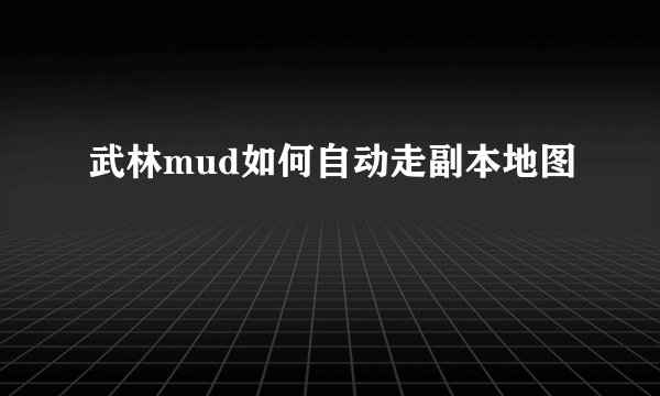 武林mud如何自动走副本地图
