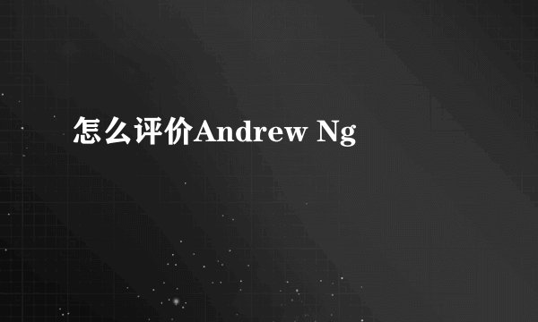 怎么评价Andrew Ng