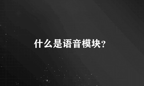 什么是语音模块？