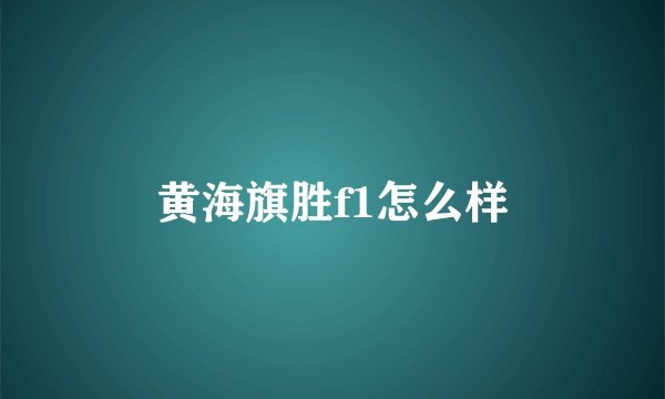 黄海旗胜f1怎么样