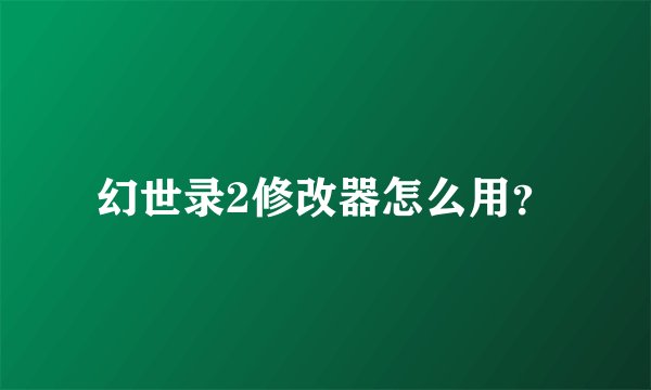 幻世录2修改器怎么用？