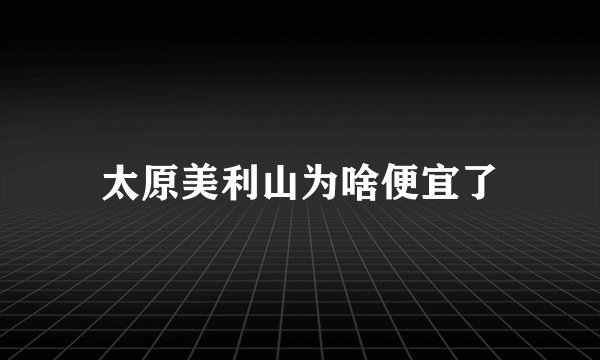太原美利山为啥便宜了