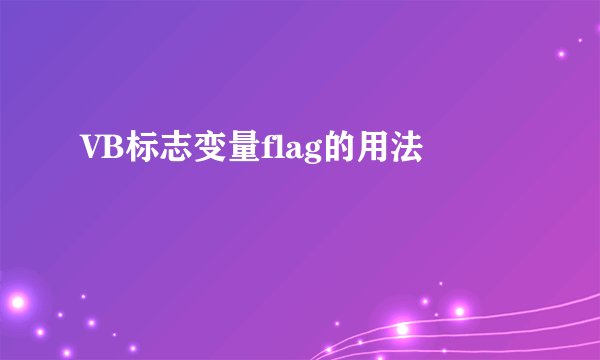 VB标志变量flag的用法