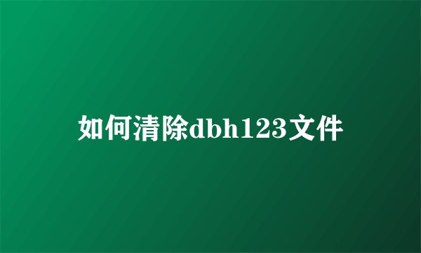 如何清除dbh123文件