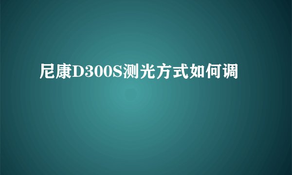 尼康D300S测光方式如何调
