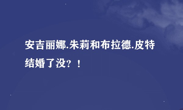 安吉丽娜.朱莉和布拉德.皮特结婚了没？！
