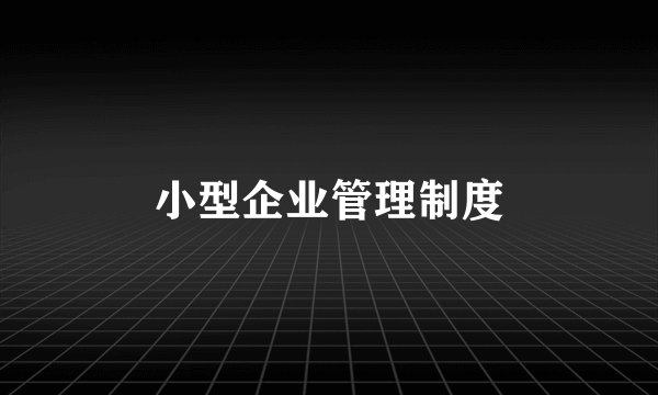 小型企业管理制度