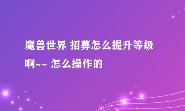魔兽世界 招募怎么提升等级啊~~ 怎么操作的