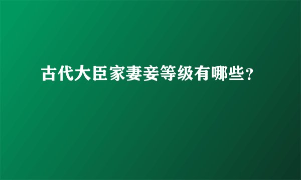 古代大臣家妻妾等级有哪些?