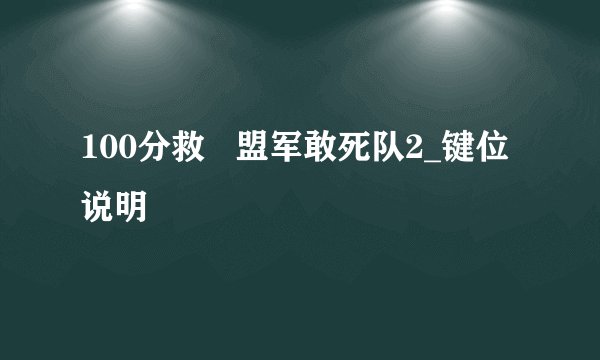 100分救 盟军敢死队2_键位说明