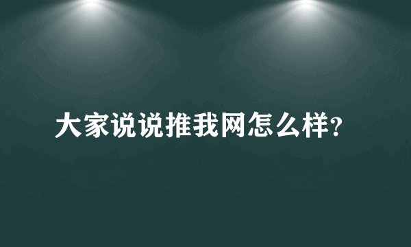 大家说说推我网怎么样？