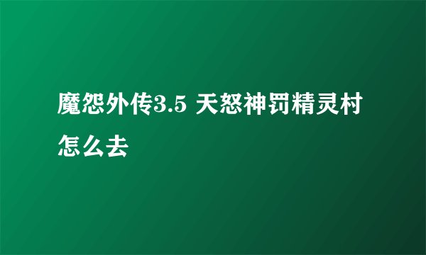 魔怨外传3.5 天怒神罚精灵村怎么去
