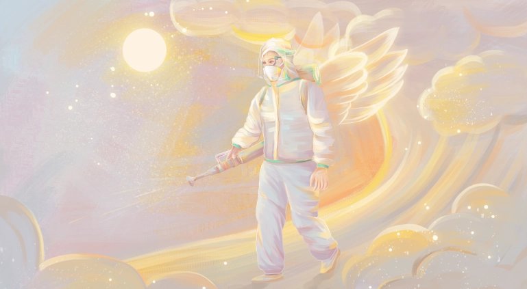 漫画版医护骑车抗疫看破防了，这幅画体现了怎样的正能量？