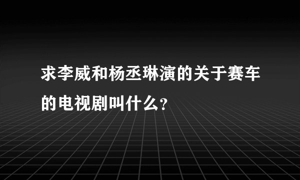 求李威和杨丞琳演的关于赛车的电视剧叫什么？