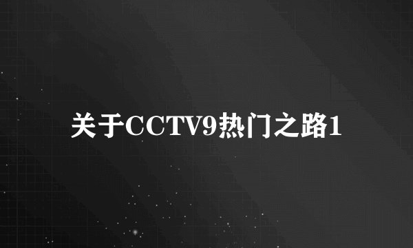 关于CCTV9热门之路1