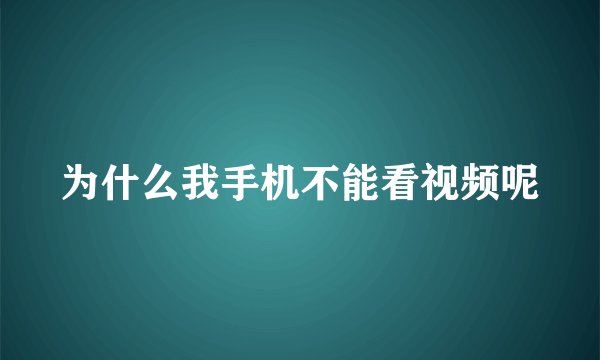 为什么我手机不能看视频呢