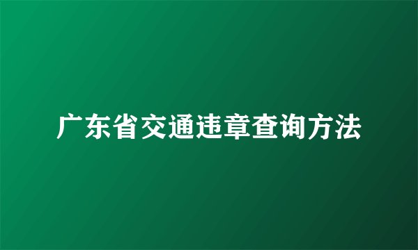 广东省交通违章查询方法