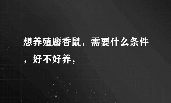 想养殖麝香鼠，需要什么条件，好不好养，