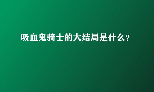 吸血鬼骑士的大结局是什么？