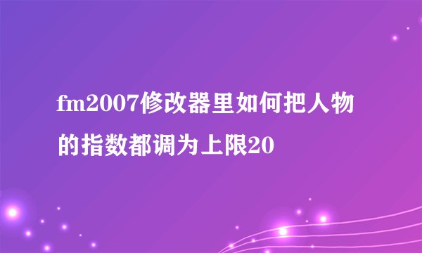 fm2007修改器里如何把人物的指数都调为上限20