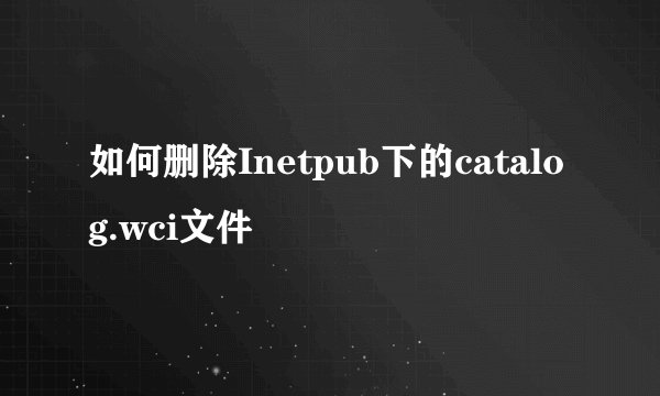 如何删除Inetpub下的catalog.wci文件