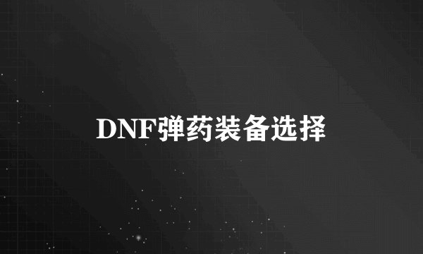 DNF弹药装备选择