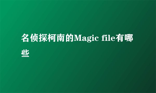 名侦探柯南的Magic file有哪些