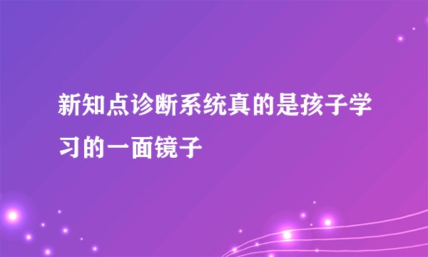 新知点诊断系统真的是孩子学习的一面镜子